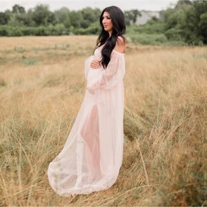 Maternity dress gown blush pink